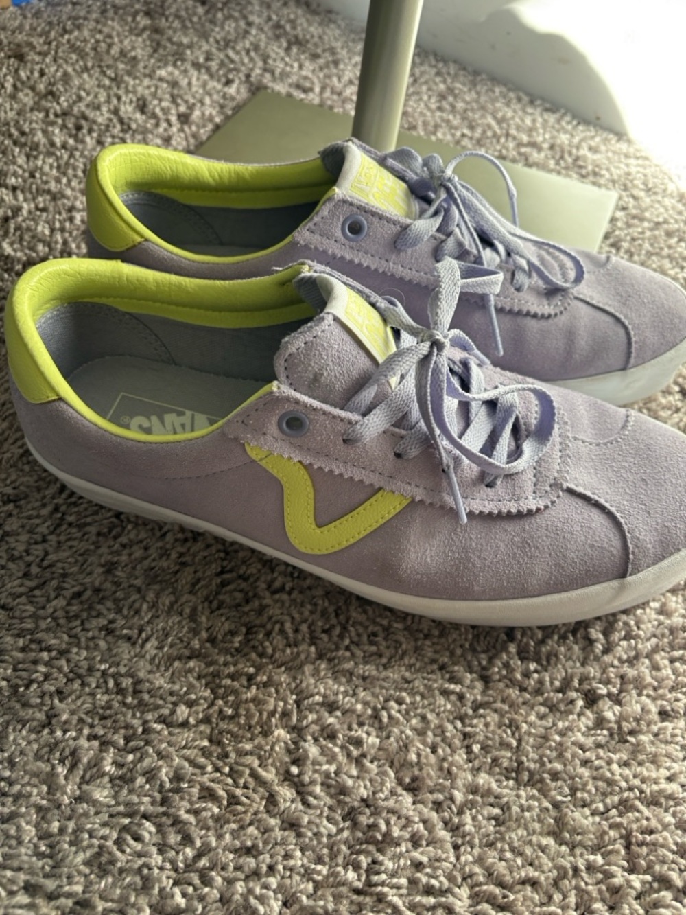Vans Lavender Suede Sneakers with Lime Accent